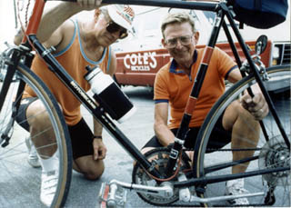 Len Cole just finishing his cross continental ride